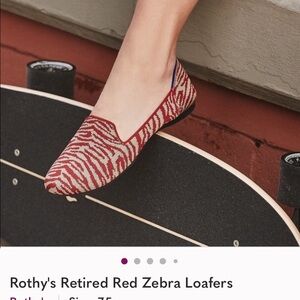 Rothy's Red Zebra Loafers Size 7.5